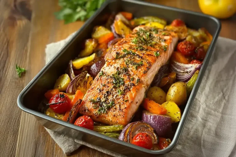 Lachs aus dem Ofen mit Gemüse