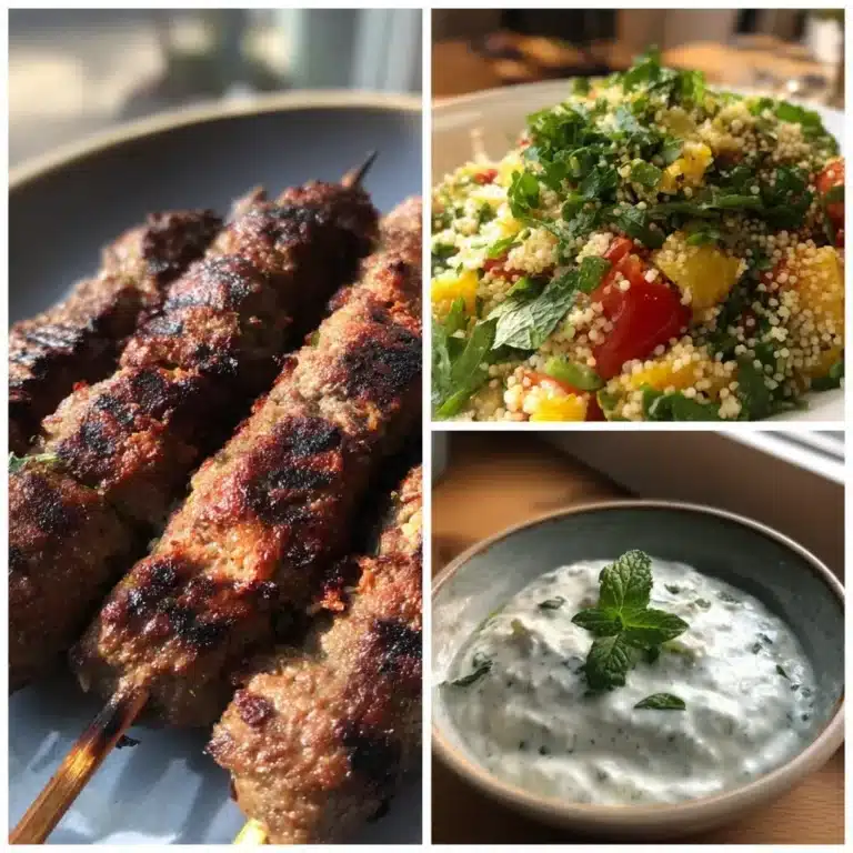 Lamm-Köfte-Spieße Minz-Joghurt Couscous-Salat