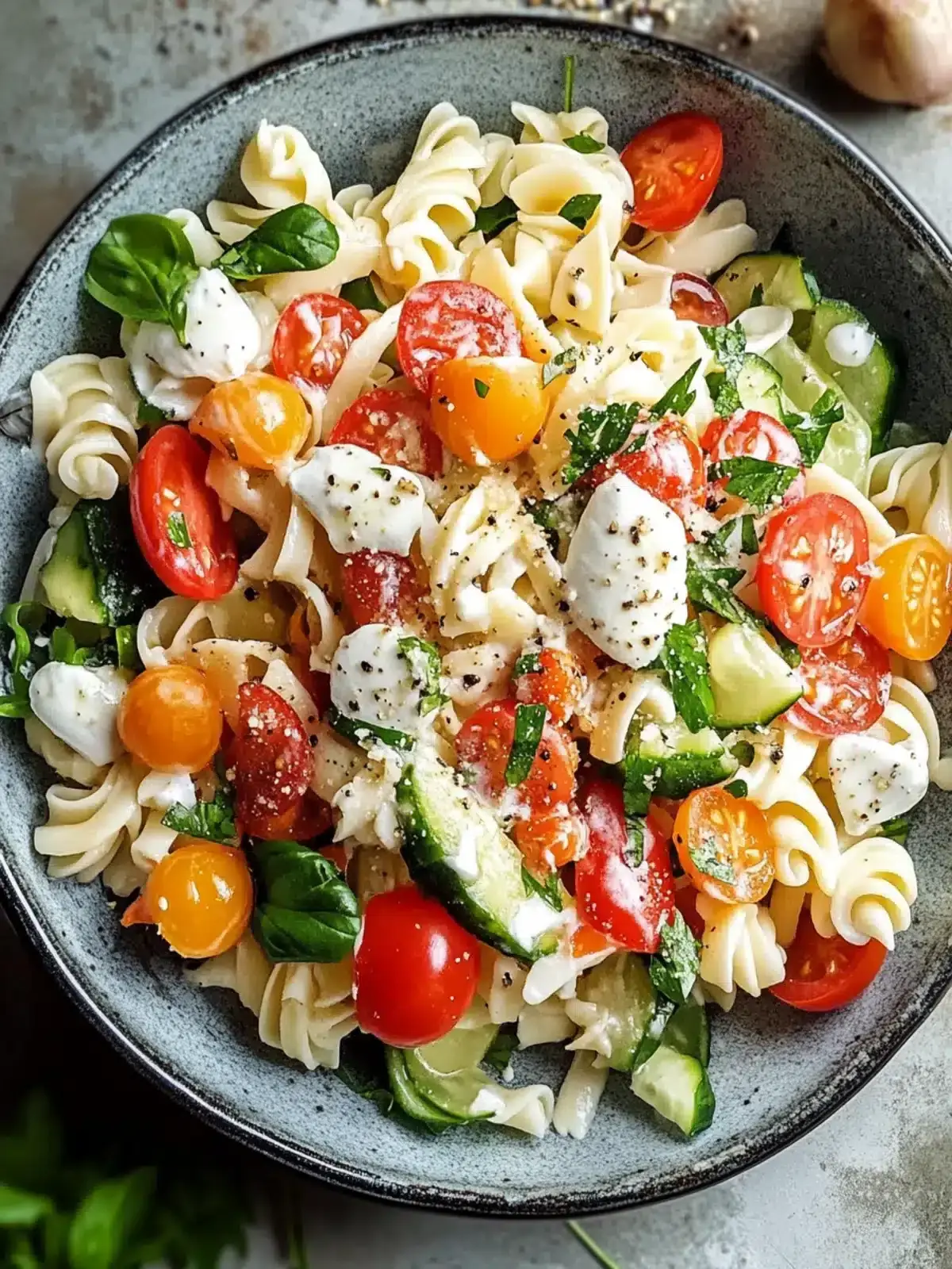 Leichter Nudelsalat mit Joghurt Dressing