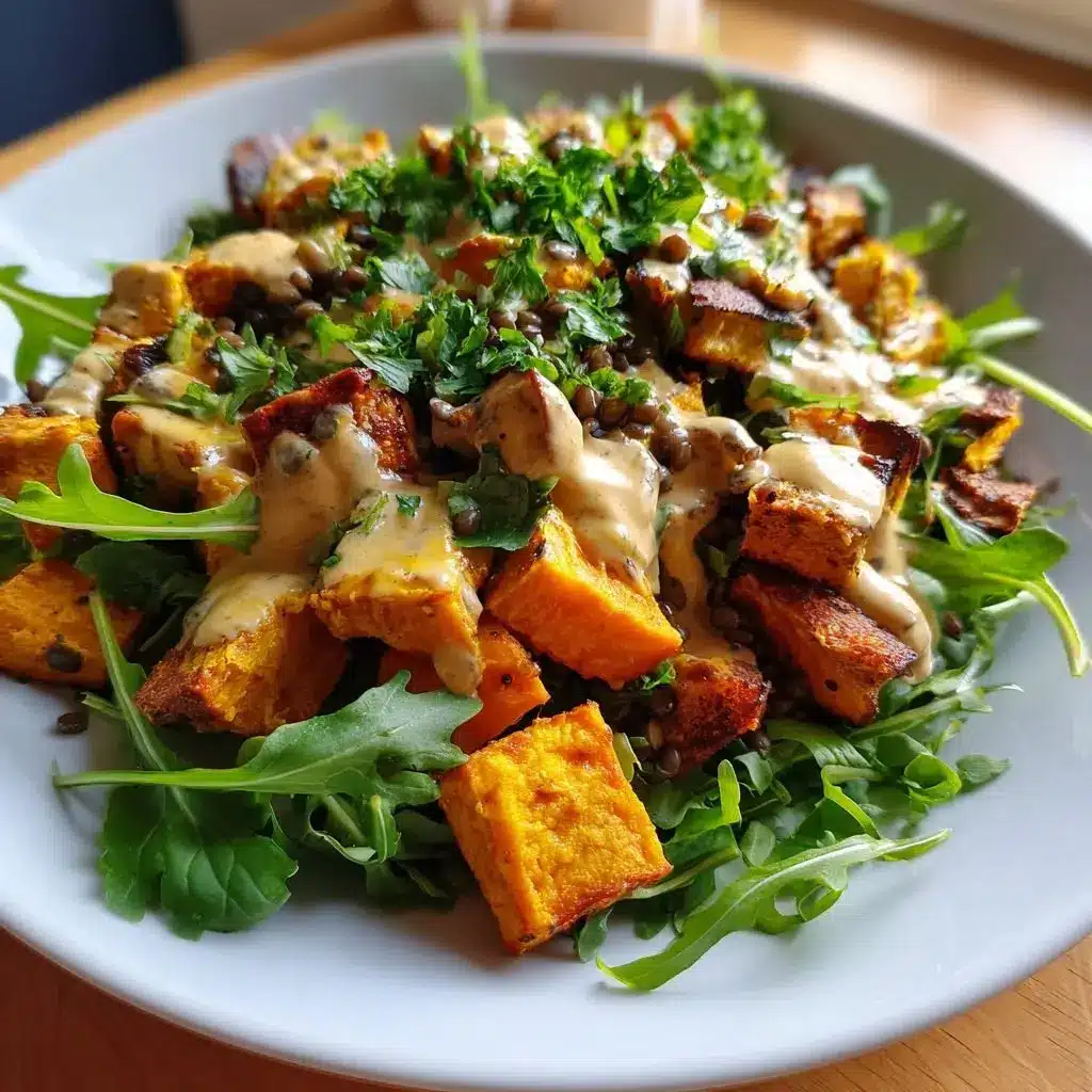 Linsensüßkartoffelsalat Tahinidressing