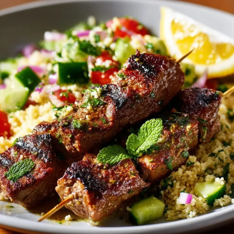 Marinierte Lammspieße Couscous Salat