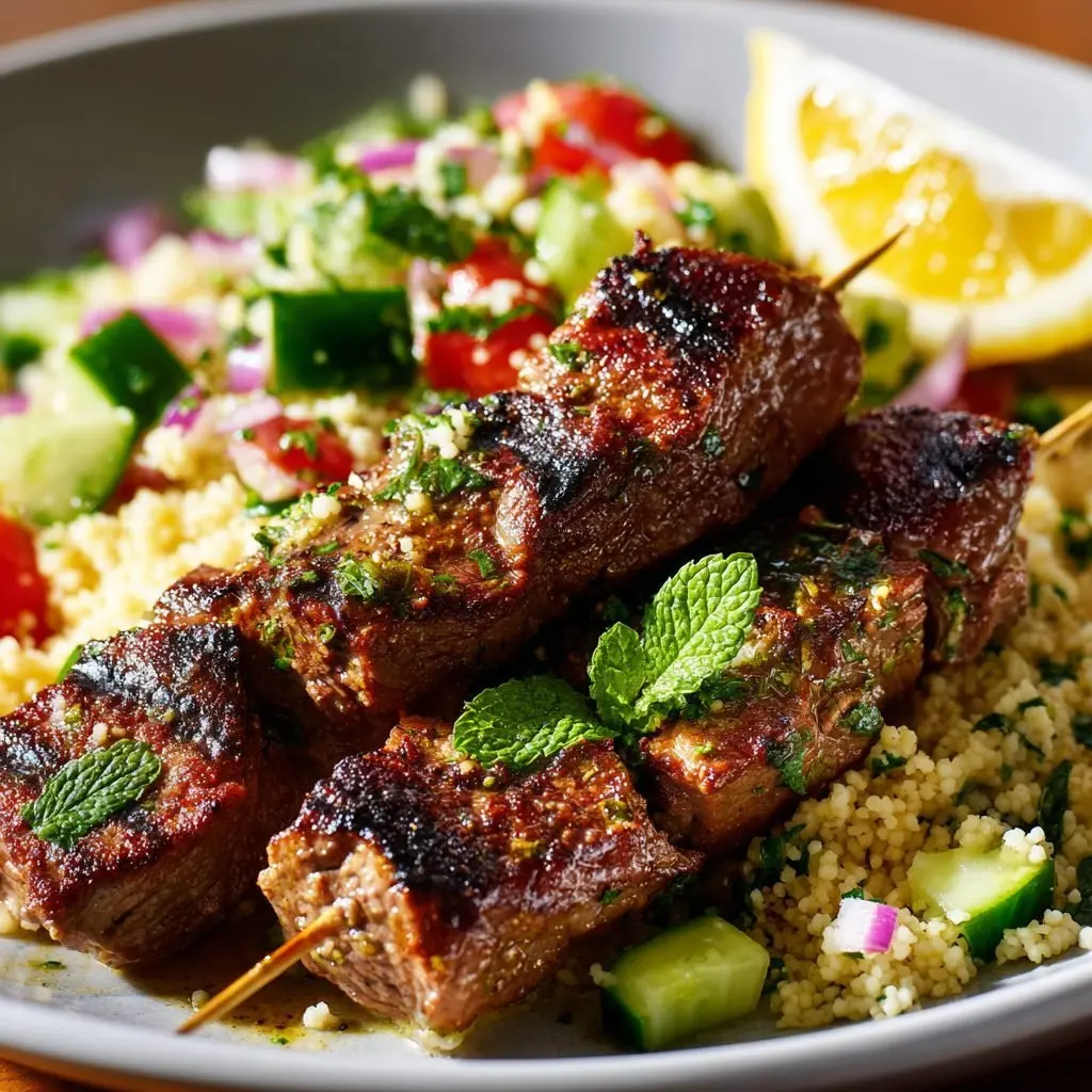 Marinierte Lammspieße Couscous Salat