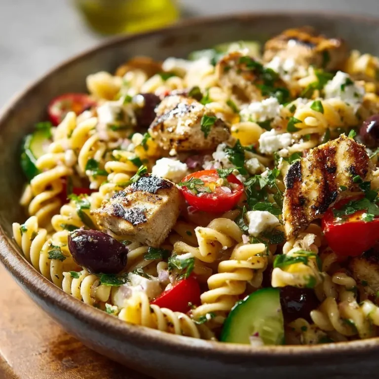 Mediterraner Nudelsalat Hähnchen Feta