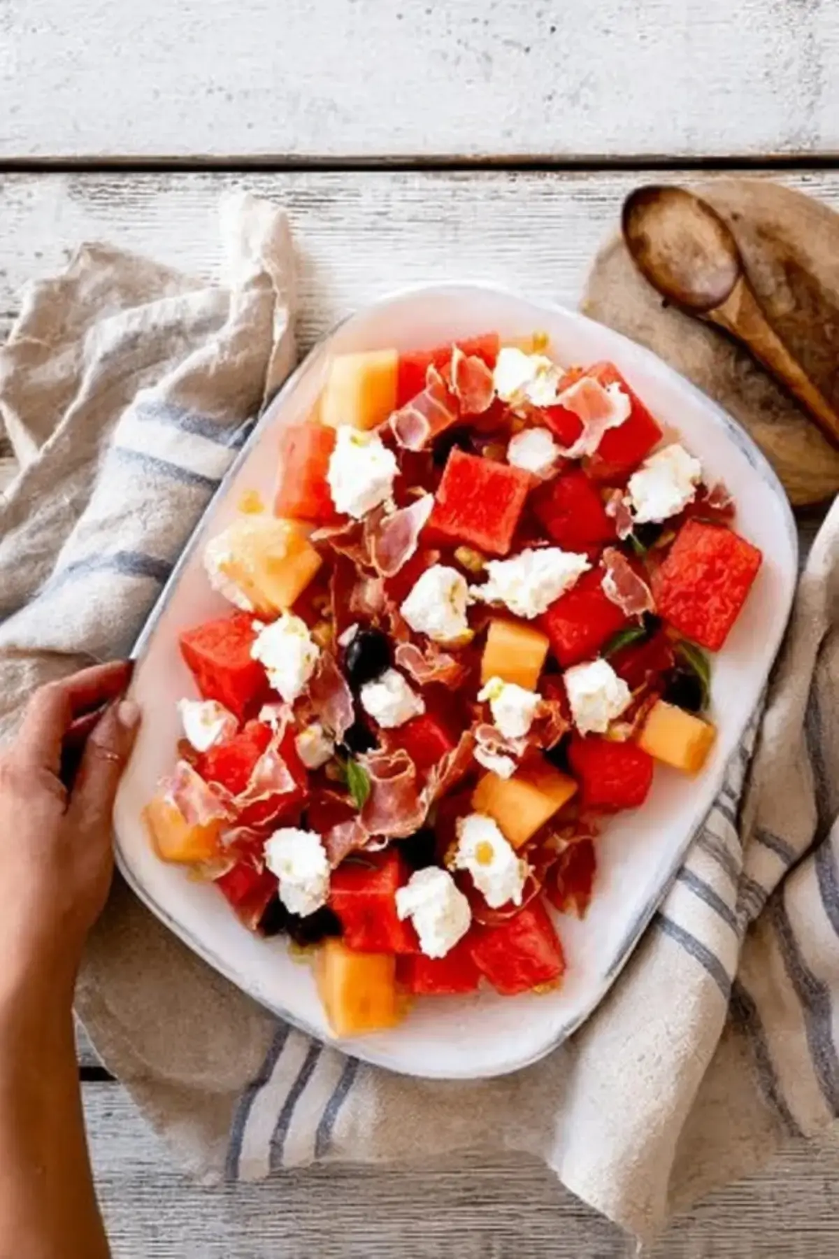 Melonensalat mit Feta und Landrauchschinken