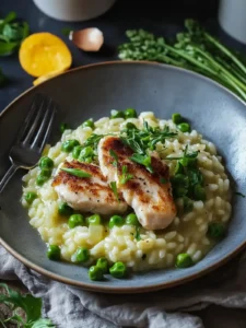 Muttertags-Spargelrisotto mit gebratenem Hähnchenfilet