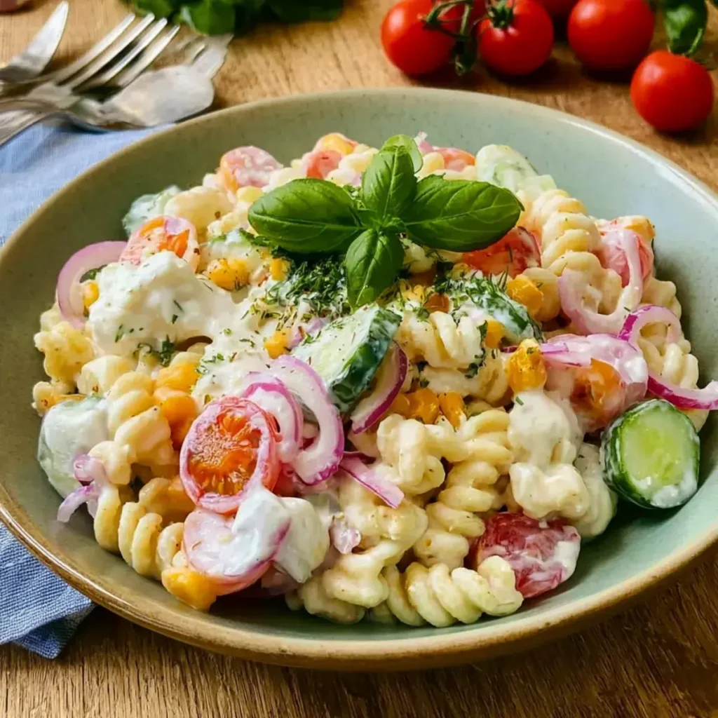Nudelsalat mit Joghurtdressing