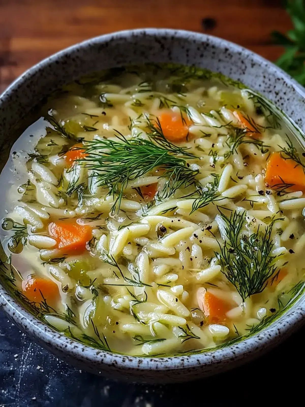 Orzo Lauch Dill Suppe