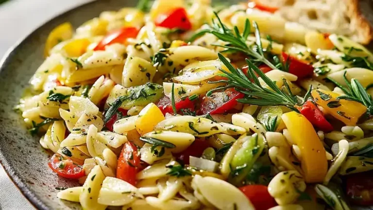 Orzo Salat mit Gurke Paprika