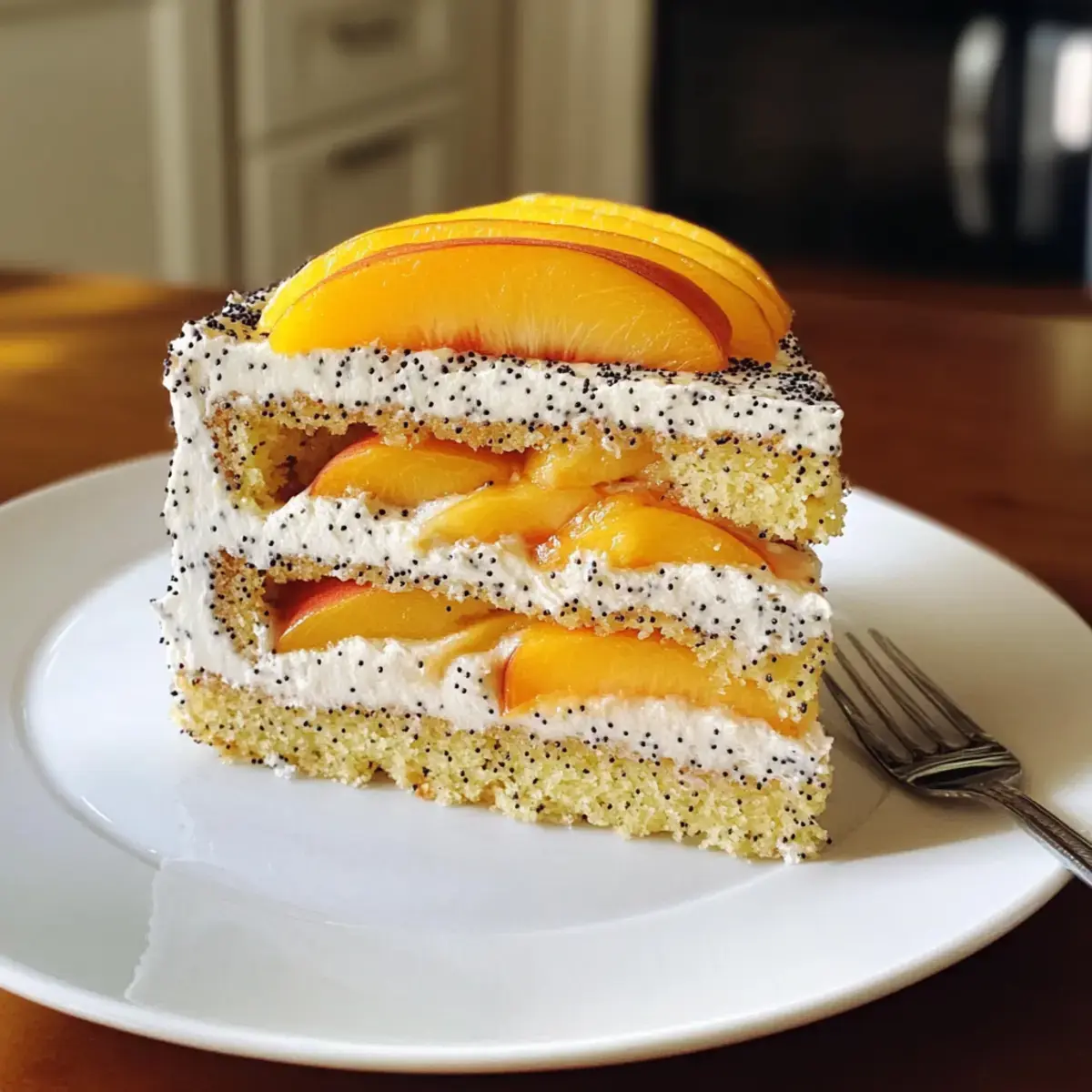Pfirsichtorte mit Mohn