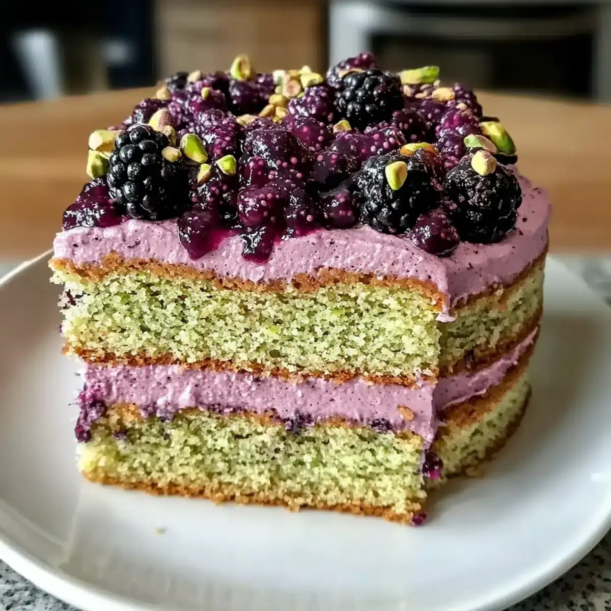 Pistazien-Brombeer-Olivenölkuchen