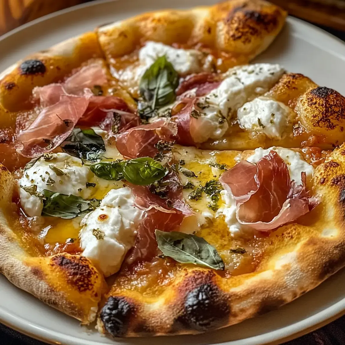 Prosciutto Honig Burrata Pizza
