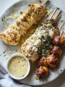 Ranch Knoblauch Parmesan Hähnchen Spieße