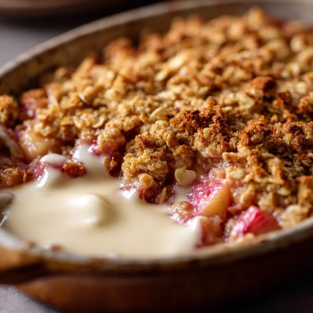 Rhabarber Crumble Vanillesauce