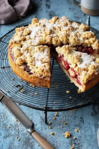 Schneller Rhabarber Streuselkuchen
