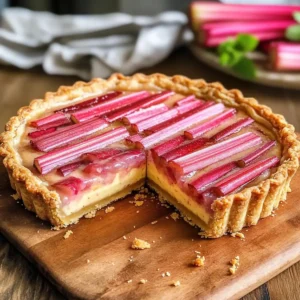Rhabarbercremetarte mit Puddingcreme und Kompott