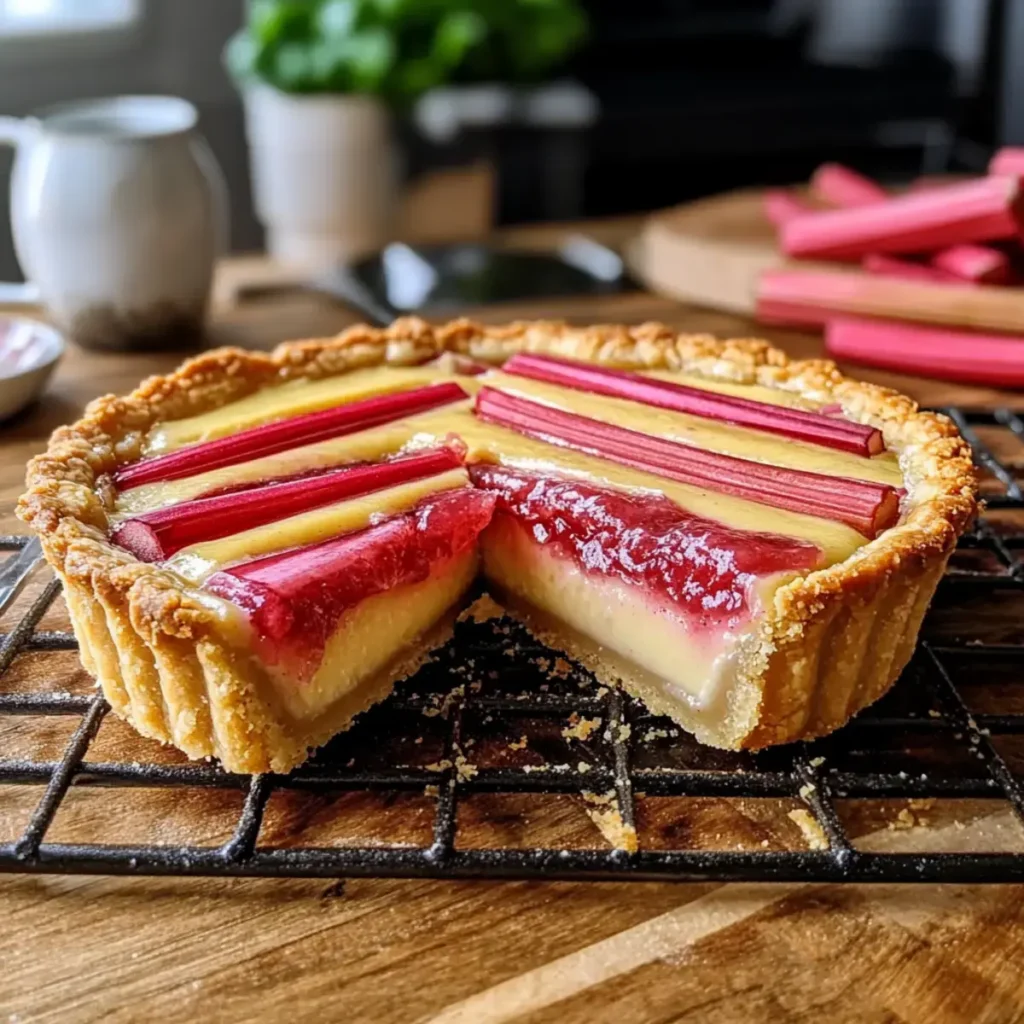 Rhabarbercremetarte mit Puddingcreme