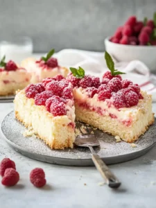 Köstlicher Rhabarberkuchen vom Blech mit quarkiger Füllung