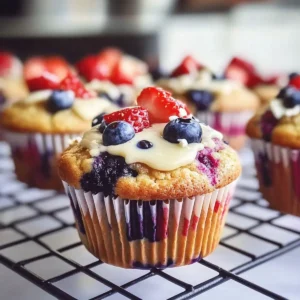 Rot, Weiß und Blaubeer Muffins
