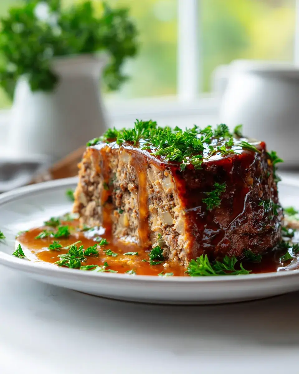 Saftiger Hackbraten mit Soße