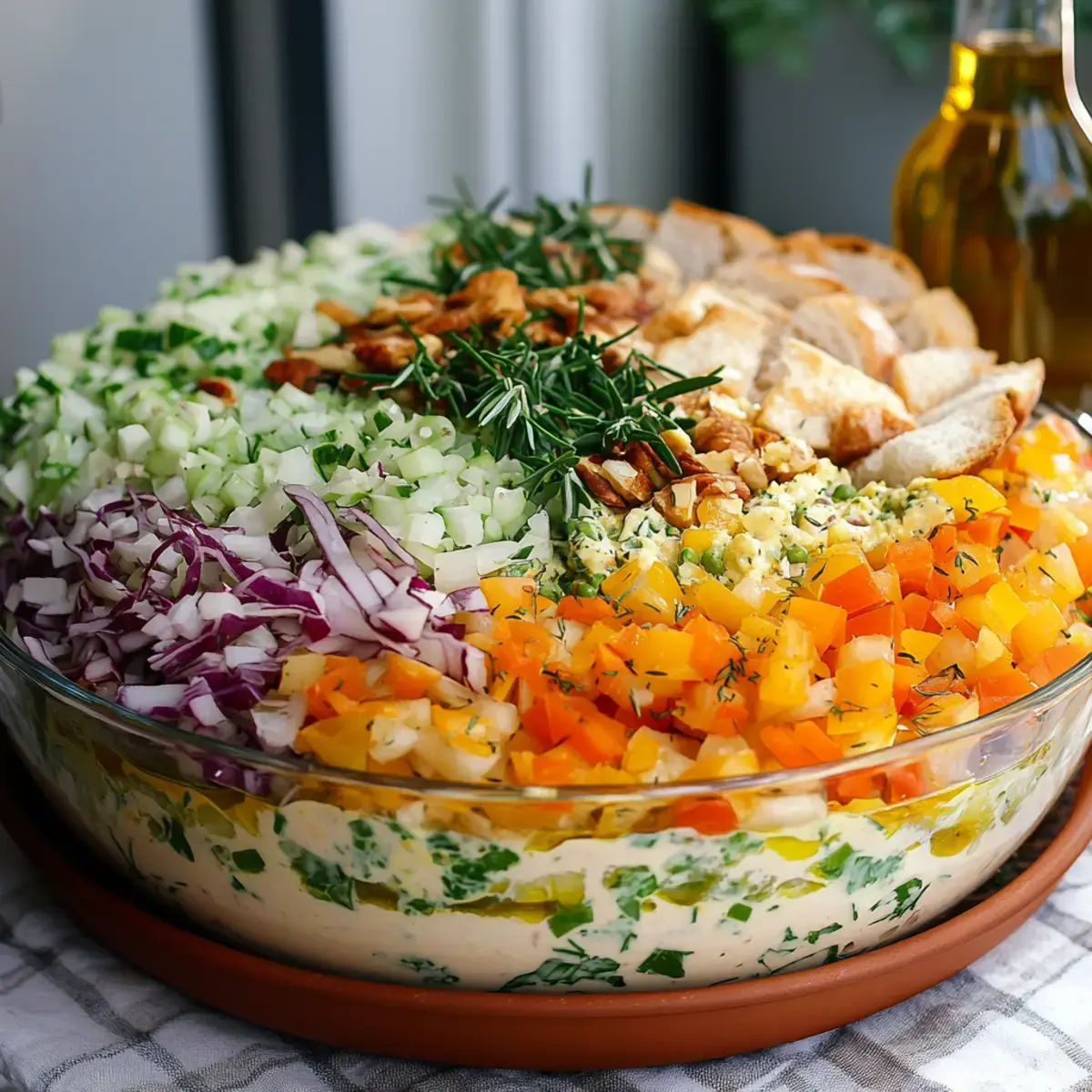 Schichtsalat mit Hähnchen