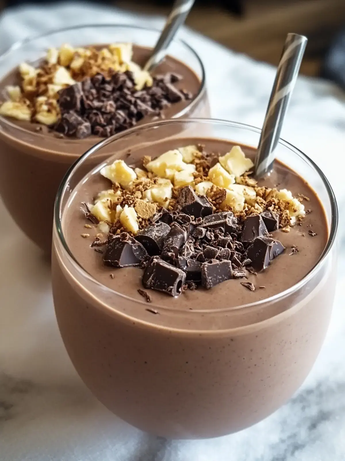 Schokoladen Erdnussbutter Smoothie Schüssel