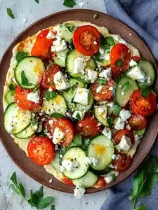 Simple Pinsa mit Zucchini, Tomaten und Feta
