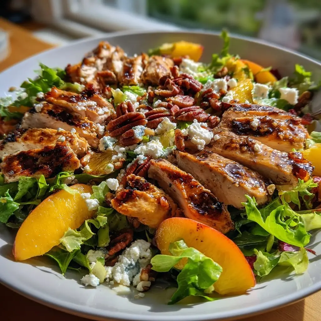 Sommerlicher Hähnchensalat Pfirsichen