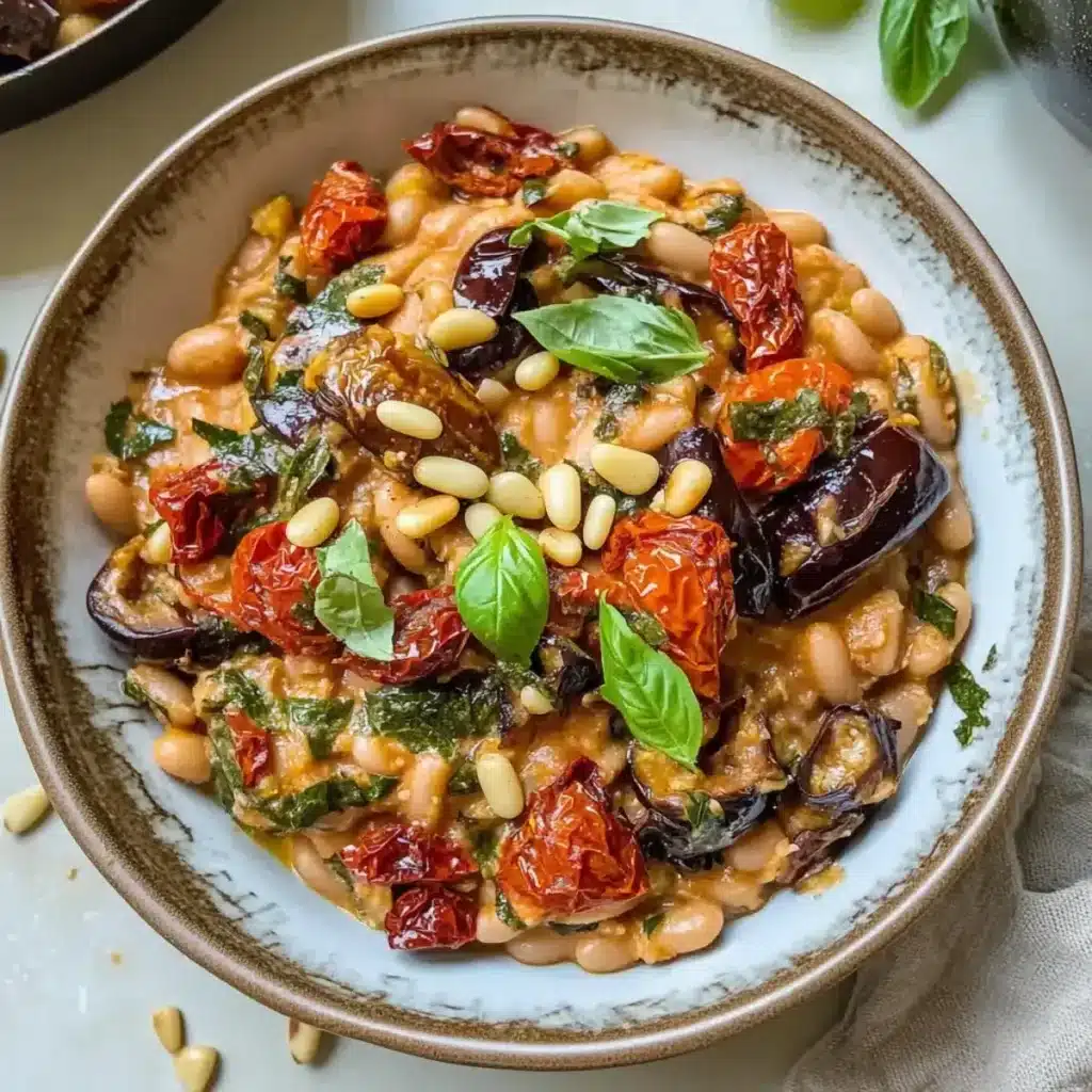 Sonnengetrocknete Tomatenbohnen geröstete Aubergine