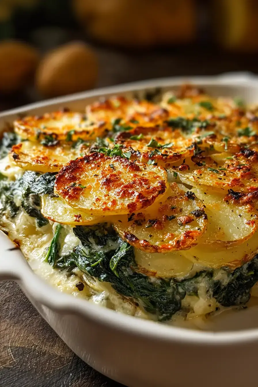 Spinat Kartoffel Knoblauch Auflauf