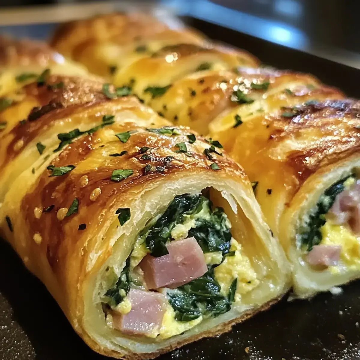 Spinat Schinken Frühstücksrollen
