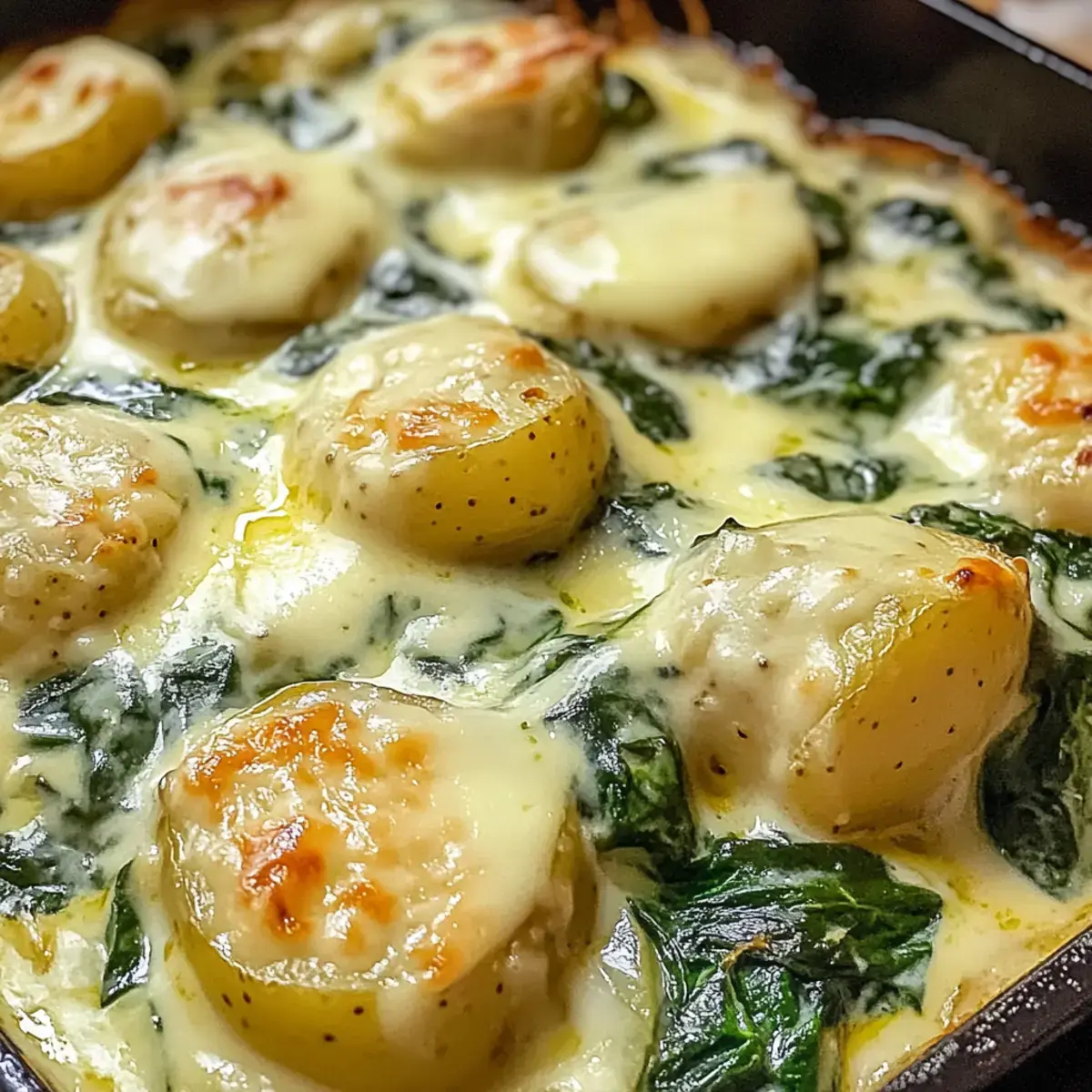 Spinatkartoffeln mit Käse-Sahne-Soße