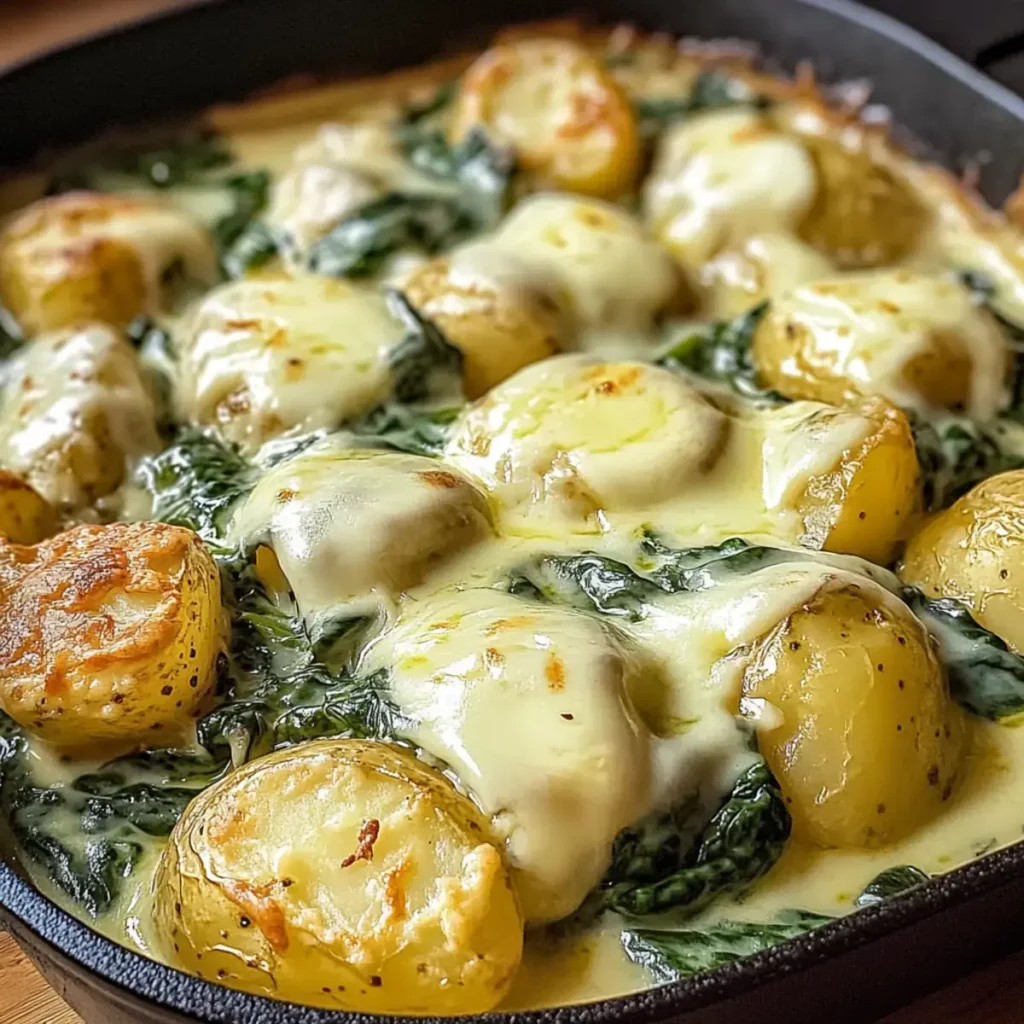 Spinatkartoffeln mit Käse-Sahne-Soße