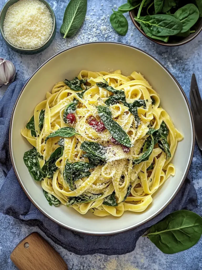 Tagliatelle mit Salbei Spinat