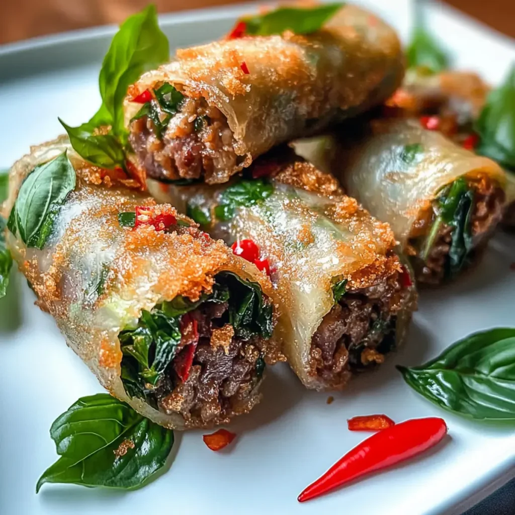 Thai-Basilikum-Rindfleisch-Rollen
