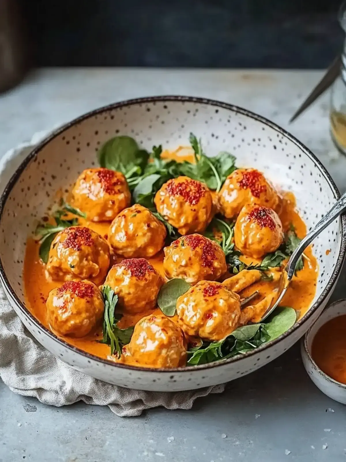 Tofubällchen in veganer Paprika-Rahmsauce