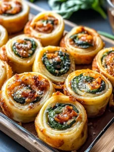 Vegane karamellisierte Zwiebel- und Spinat-Pizza-Rollen