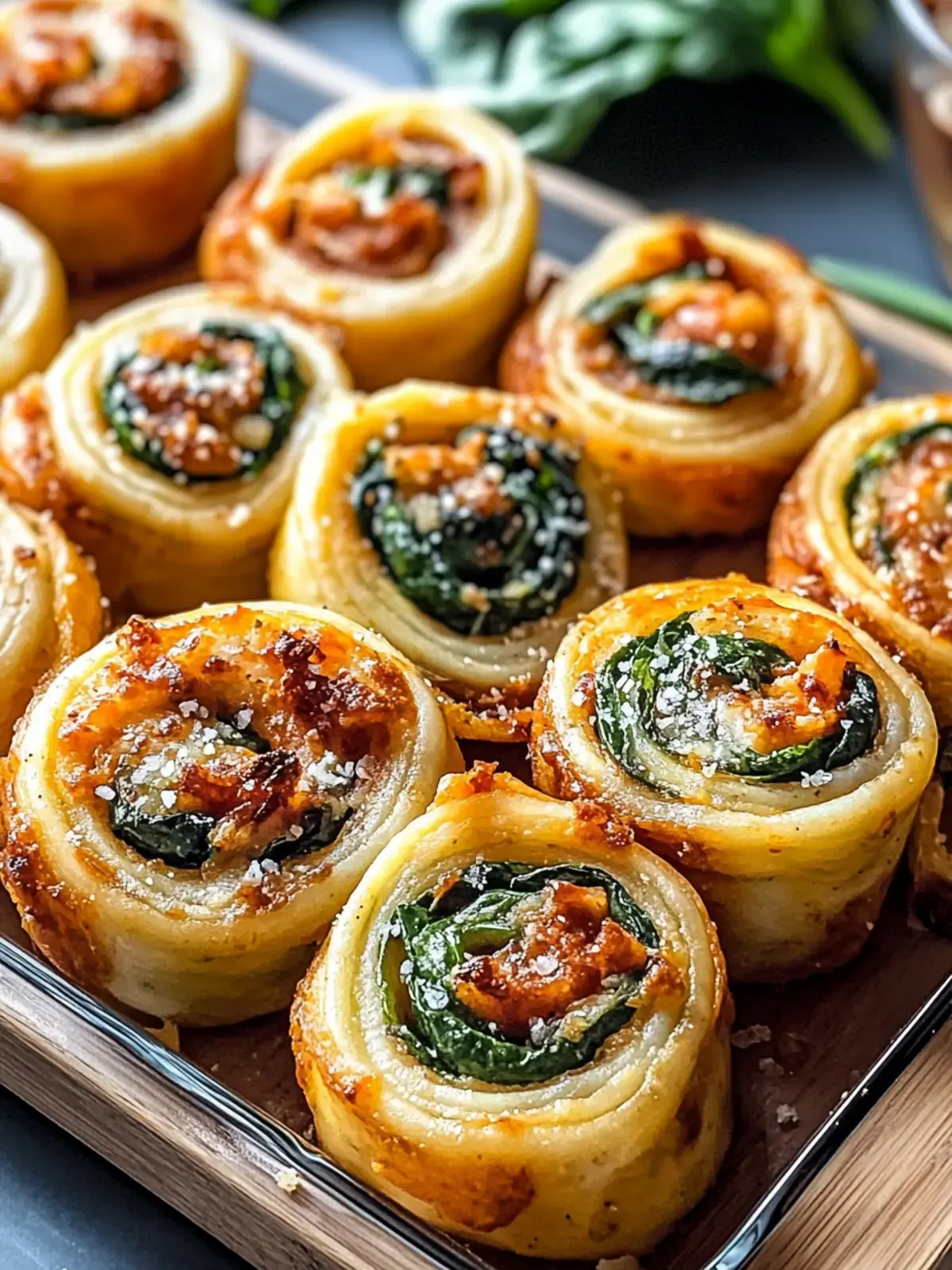 Vegane karamellisierte Zwiebel- und Spinat-Pizza-Rollen