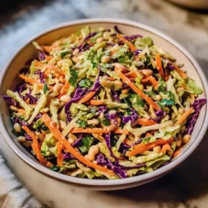 Veganer würziger Erdnusskohl Salat