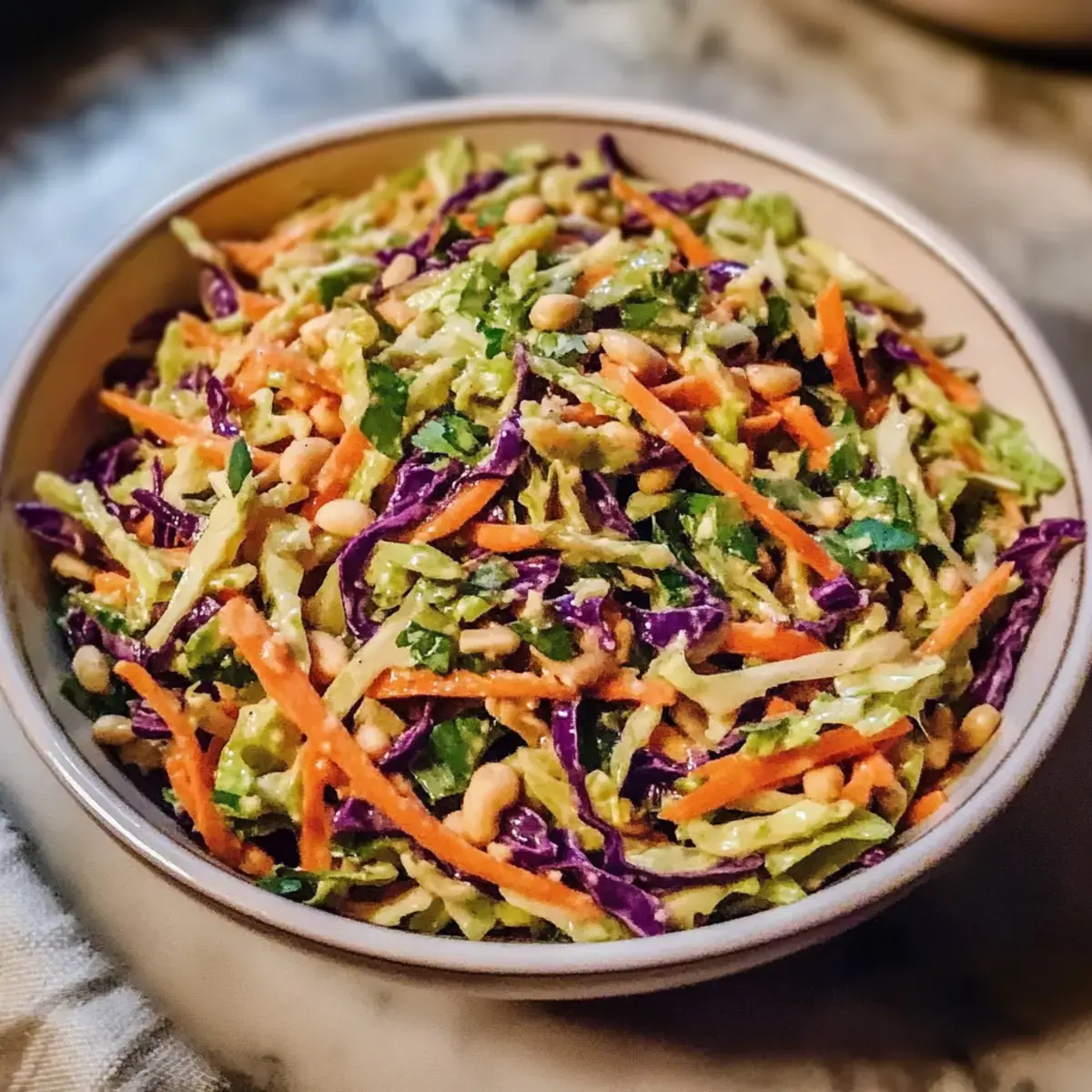 Veganer würziger Erdnusskohl Salat