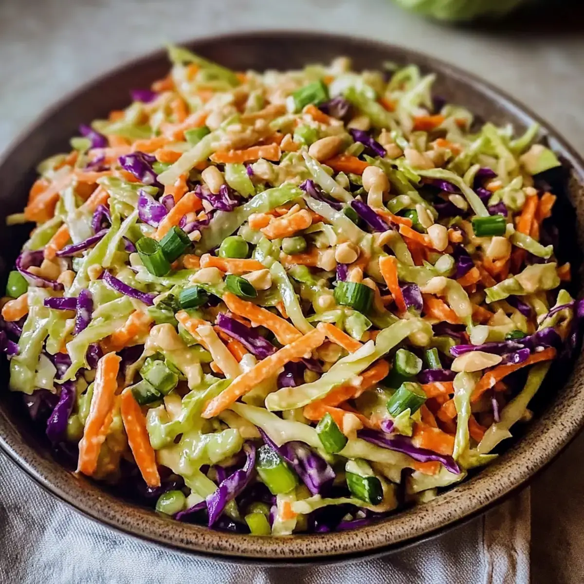 Veganer würziger Erdnusskohl Salat