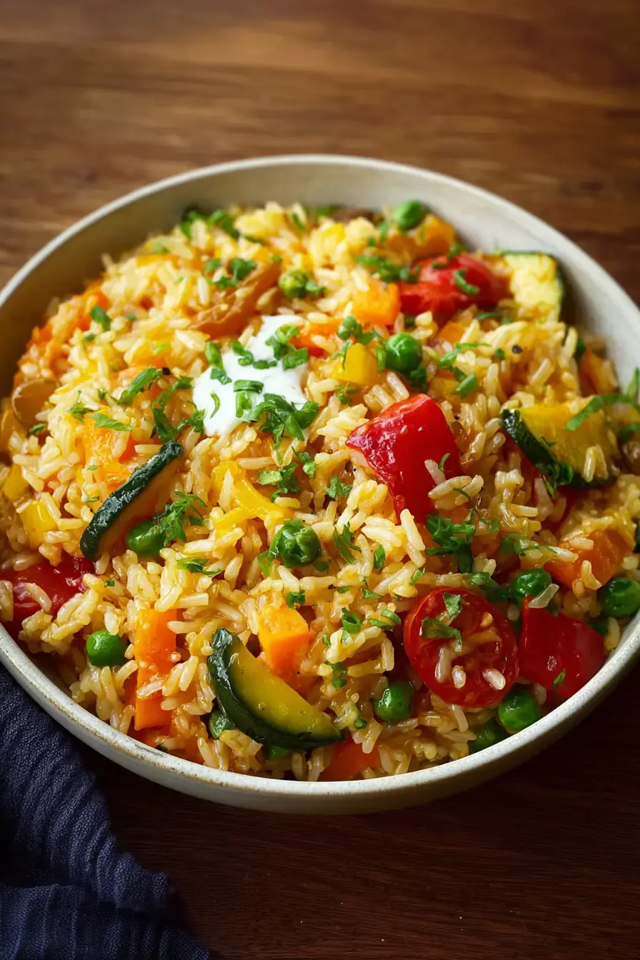 Vegetarische Reispfanne mit Gemüse