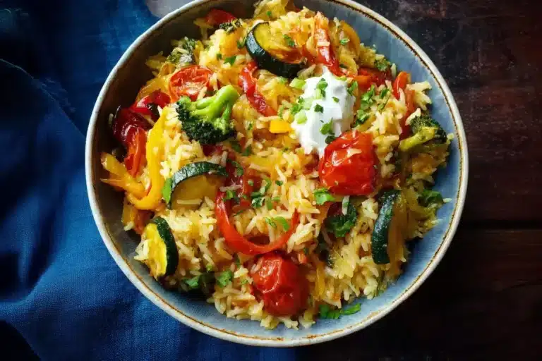 Vegetarische Reispfanne mit Gemüse