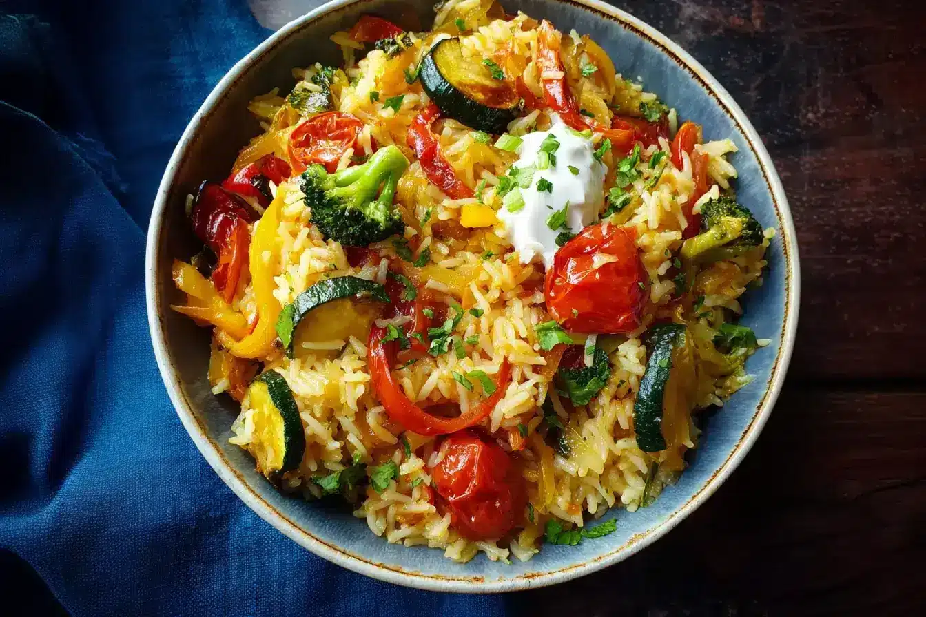 Vegetarische Reispfanne mit Gemüse