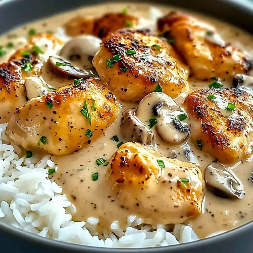 Verdämpftes Hühnchen und Reis