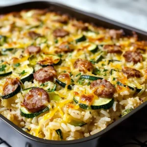 Wurst Zucchini Reis Auflauf