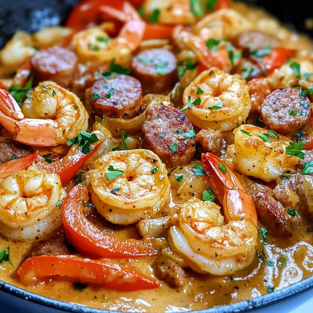 Würzige Keto Garnelen Wurst Pfanne