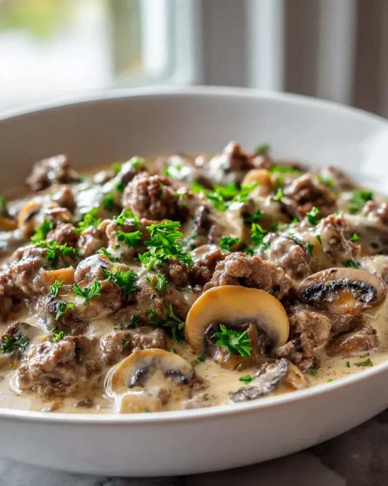 cremige Hackfleischpfanne mit Pilzen