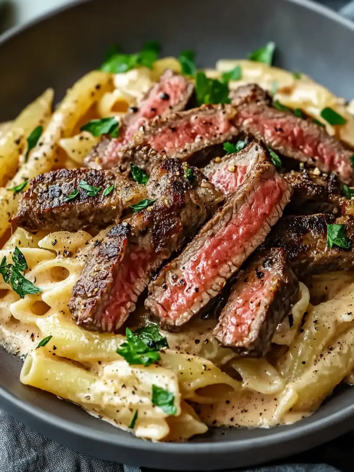 cremige Steak Pasta Rezept