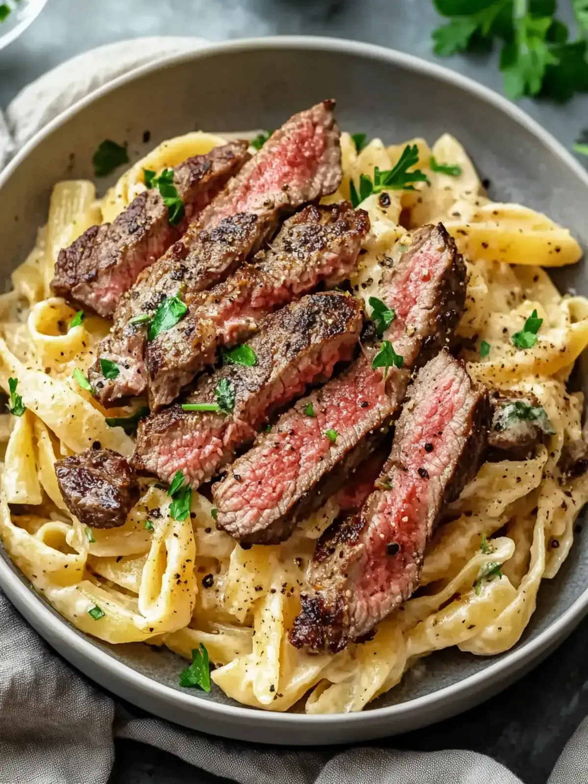 cremige Steak Pasta Rezept