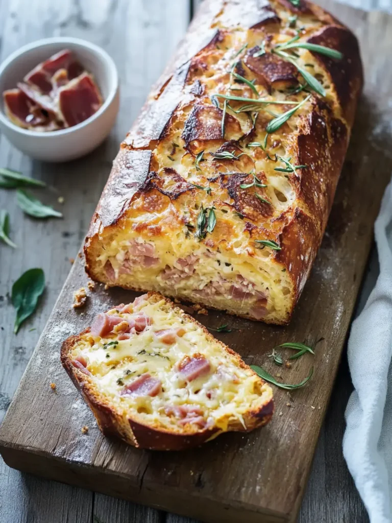 herzhaftes Kastenbrot mit Käse und Schinken